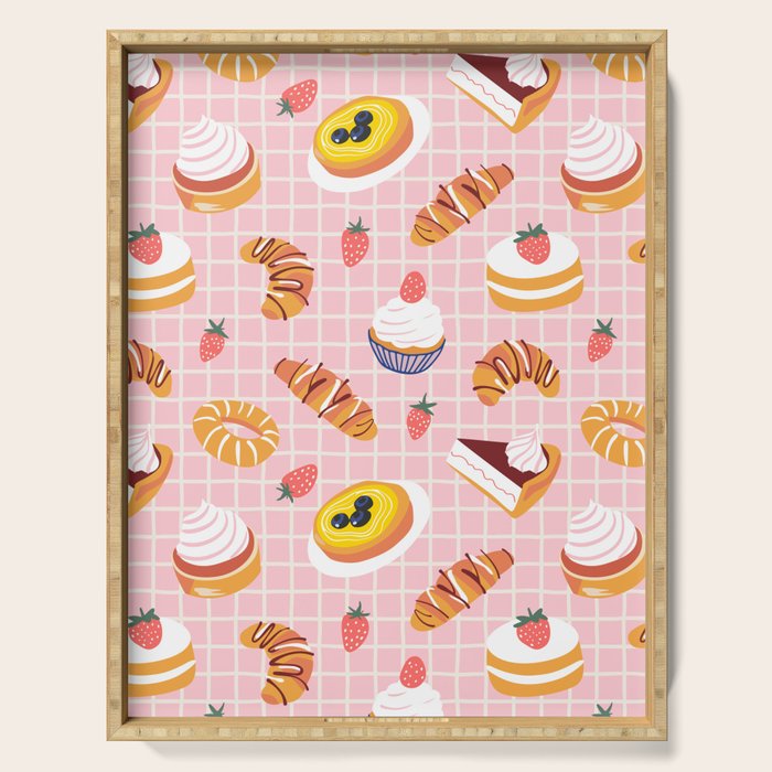 Vintage sweet pastry dessert food pattern Serving Tray Gallery Image 1