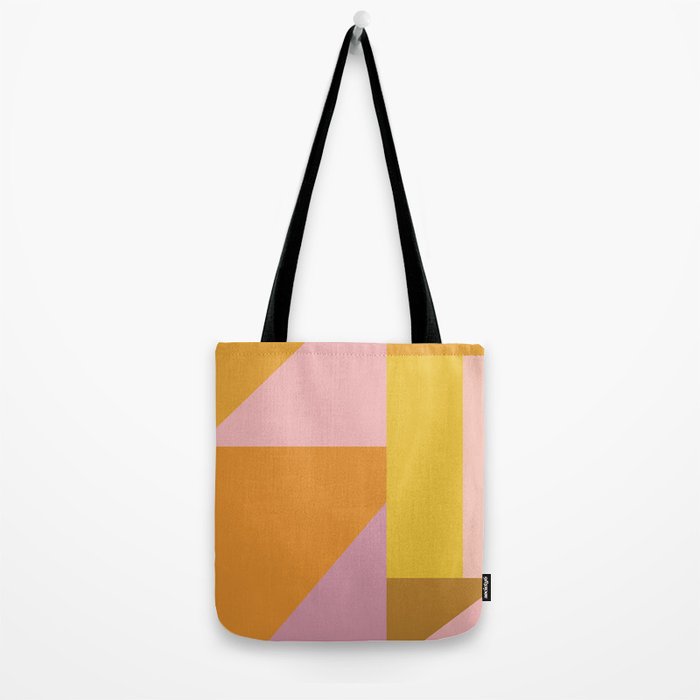 Shapes in Vintage Modern Pink, Orange, Yellow, and Lavender Tote Bag Gallery Image 2