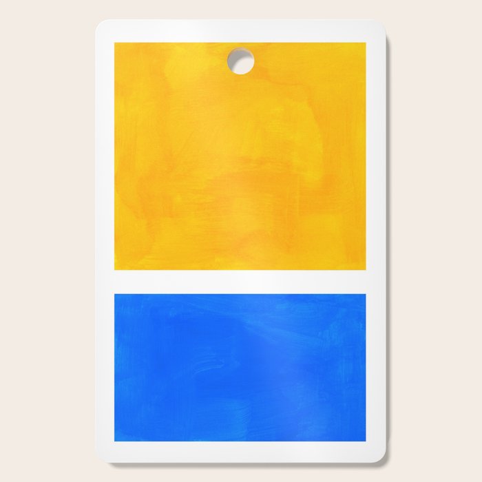 Primary Yellow Cerulean Blue Mid Century Modern Abstract Minimalist Rothko Color Field Squares Cutting Board Gallery Image 1