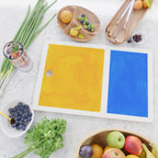 Primary Yellow Cerulean Blue Mid Century Modern Abstract Minimalist Rothko Color Field Squares Cutting Board Gallery Image 2