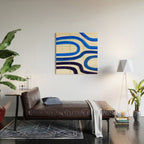 Electric Blues Fun Colorful Mid Century Modern Abstract Painting Shapes Pattern Wood Wall Art Gallery Image 2