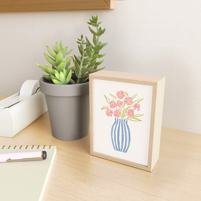 Stripe Flower Vase - Pastel Colors Mini Art Print Gallery Image 2