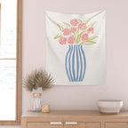 Stripe Flower Vase - Pastel Colors Wall Tapestry Gallery Image 2