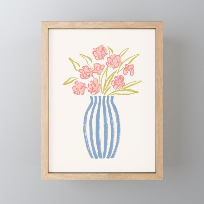 Stripe Flower Vase - Pastel Colors Mini Art Print Gallery Image 1