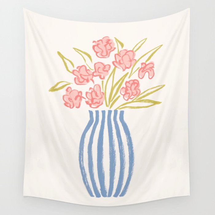Stripe Flower Vase - Pastel Colors Wall Tapestry Gallery Image 1