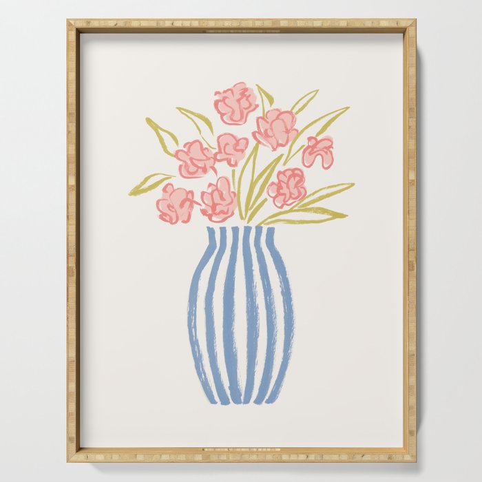 Stripe Flower Vase - Pastel Colors Serving Tray Gallery Image 1