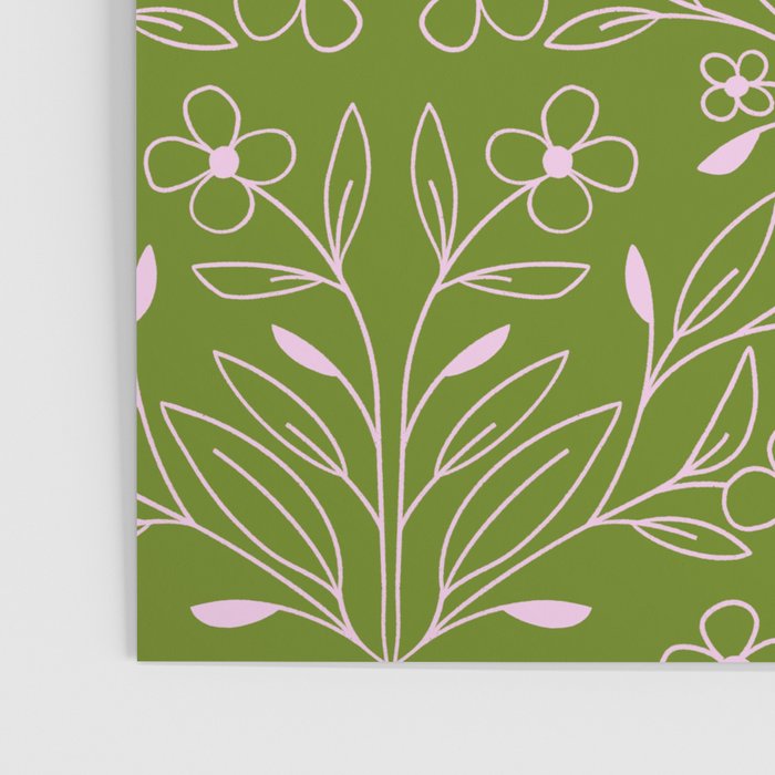 Playful Doodled Blooms Pattern - Green Poster Gallery Image 3