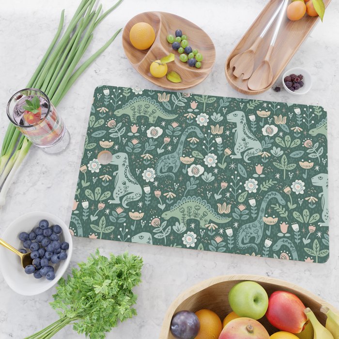 Folk Floral Dinosaur Cutting Board Gallery Image 2