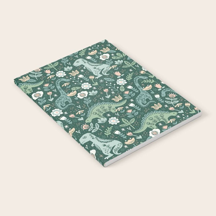 Folk Floral Dinosaur Notebook