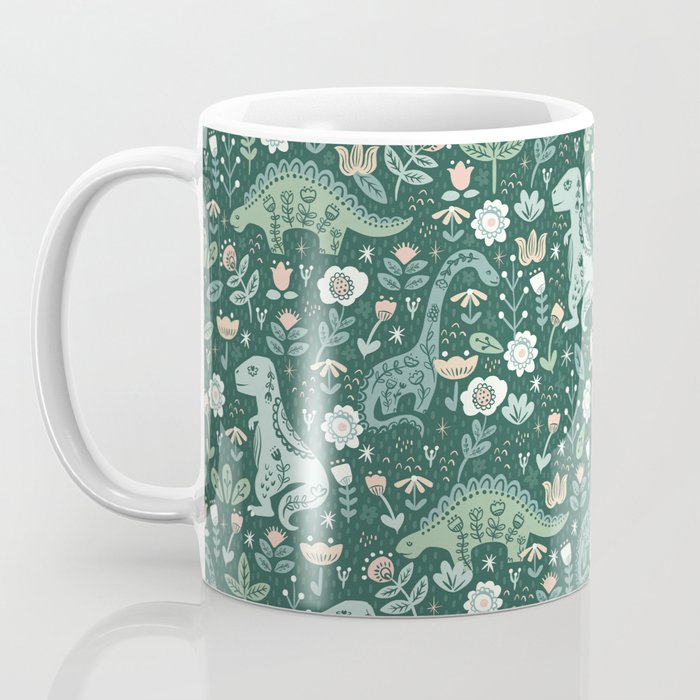 Folk Floral Dinosaur Coffee Mug Gallery Image 3