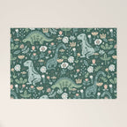 Folk Floral Dinosaur Welcome Mat Gallery Image 1
