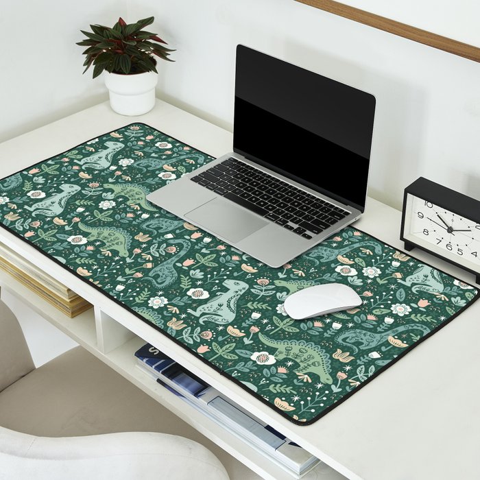 Folk Floral Dinosaur Desk Mat Gallery Image 2