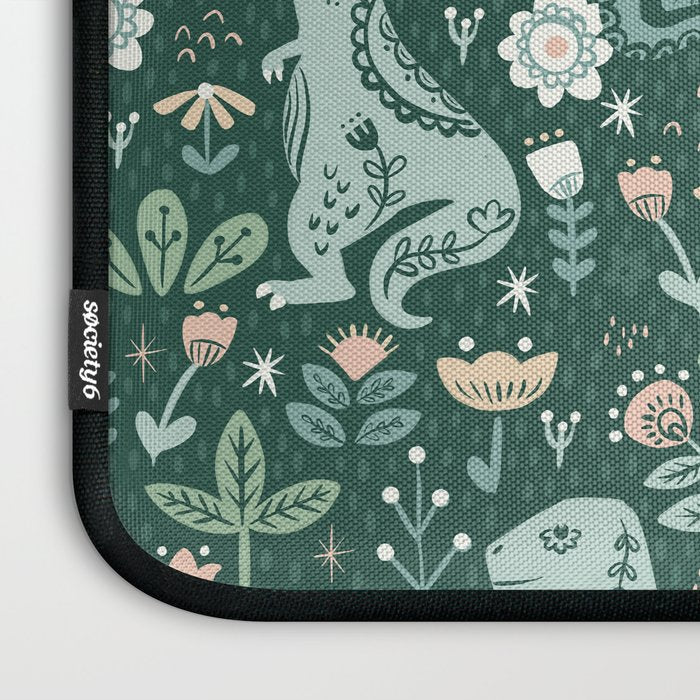 Folk Floral Dinosaur Laptop Sleeve Gallery Image 3