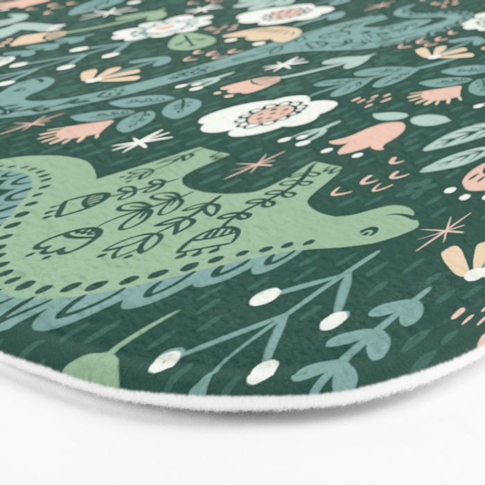Folk Floral Dinosaur Bath Mat Gallery Image 3