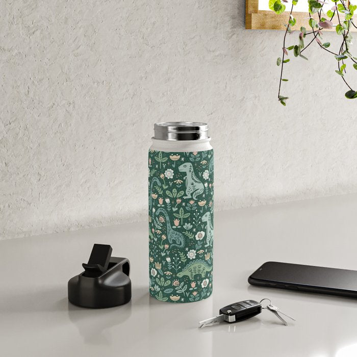 Folk Floral Dinosaur Water Bottle Gallery Image 4