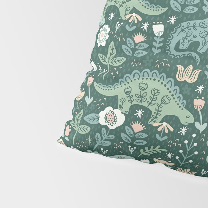 Folk Floral Dinosaur Pillow Sham Gallery Image 4