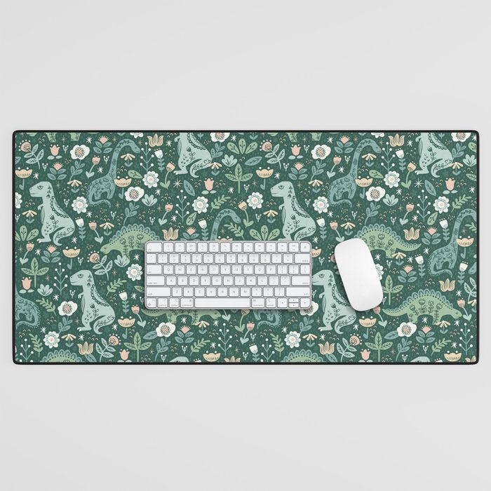 Folk Floral Dinosaur Desk Mat Gallery Image 1