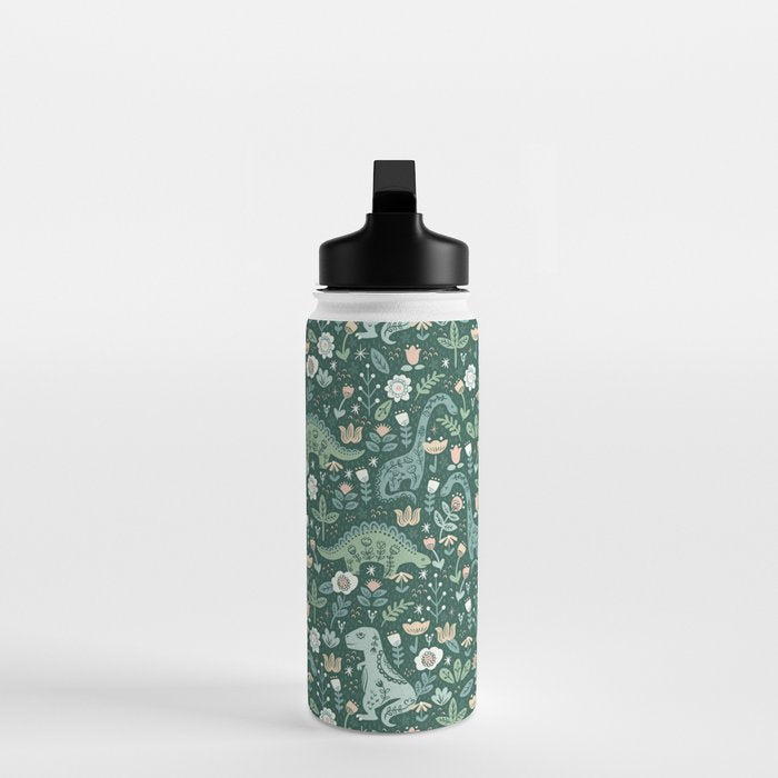 Folk Floral Dinosaur Water Bottle Gallery Image 3
