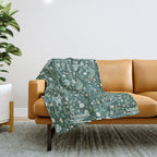 Folk Floral Dinosaur Throw Blanket Gallery Image 1