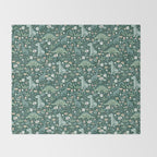 Folk Floral Dinosaur Throw Blanket Gallery Image 2