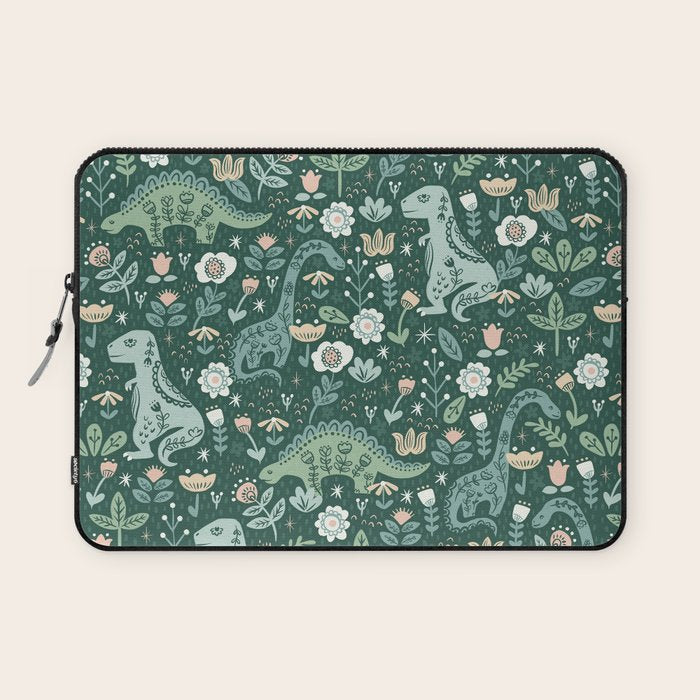 Folk Floral Dinosaur Laptop Sleeve Gallery Image 1