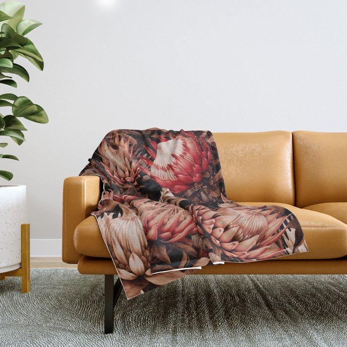 Protea Garden Night Throw Blanket Gallery Image 1