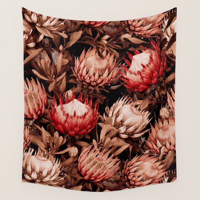 Protea Garden Night Wall Tapestry Gallery Image 1
