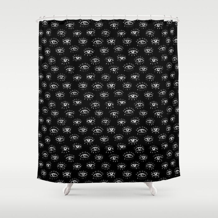 Evil Eye - Black and White Shower Curtain Gallery Image 1