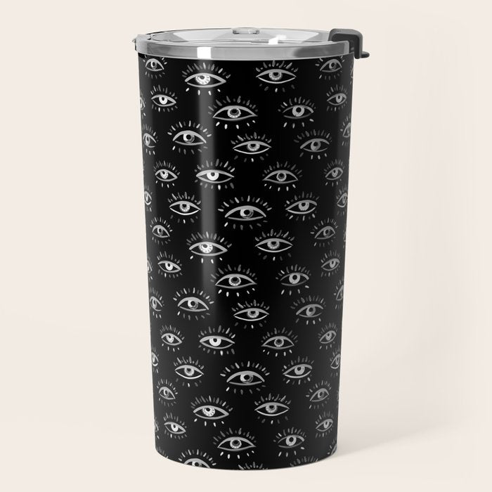 Evil Eye - Black and White Travel Mug Gallery Image 2