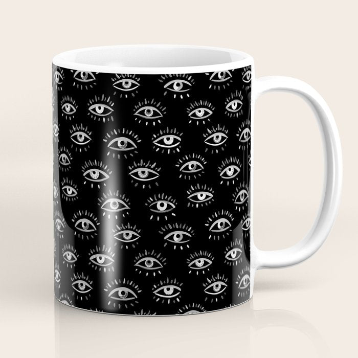 Evil Eye - Black and White Coffee Mug Gallery Image 1