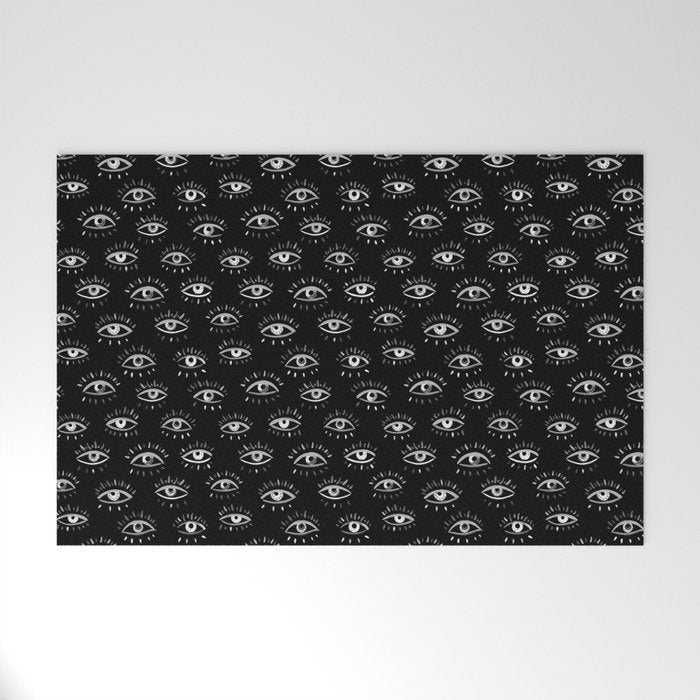 Evil Eye - Black and White Welcome Mat Gallery Image 1