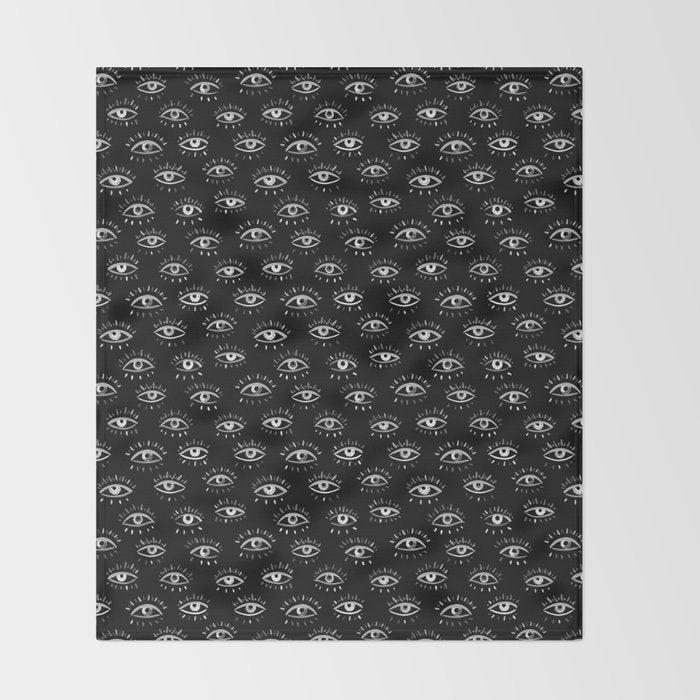 Evil Eye - Black and White Throw Blanket Gallery Image 2