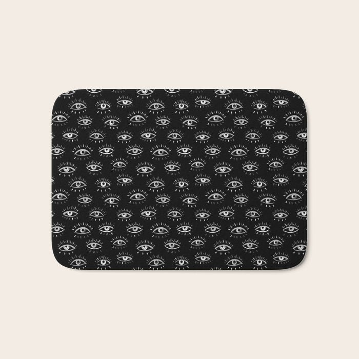 Evil Eye - Black and White Bath Mat Gallery Image 1