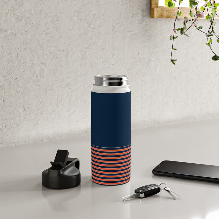 Minimal Indigo Orange Lines Water Bottle Gallery Image 4