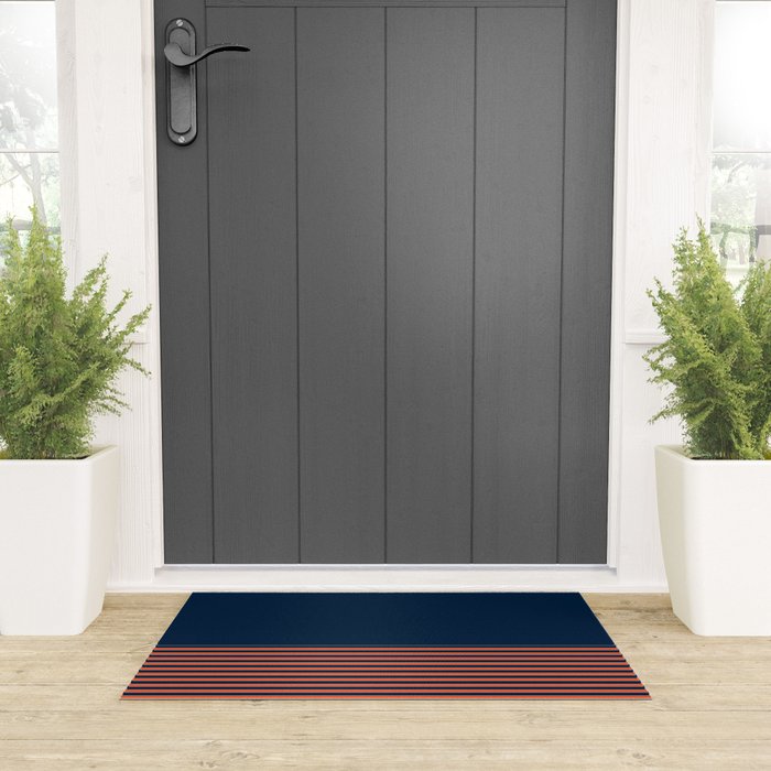 Minimal Indigo Orange Lines Welcome Mat Gallery Image 3