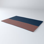 Minimal Indigo Orange Lines Rug Gallery Image 3