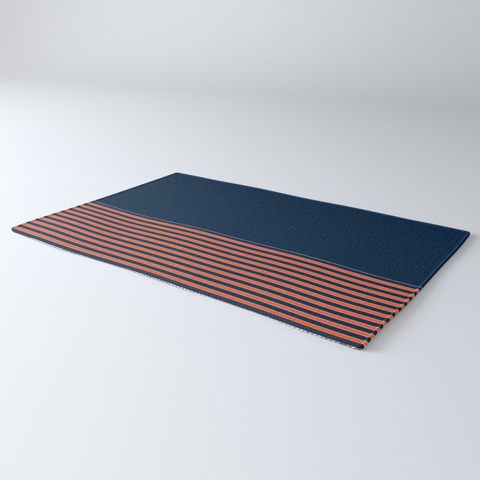 Minimal Indigo Orange Lines Rug Gallery Image 3