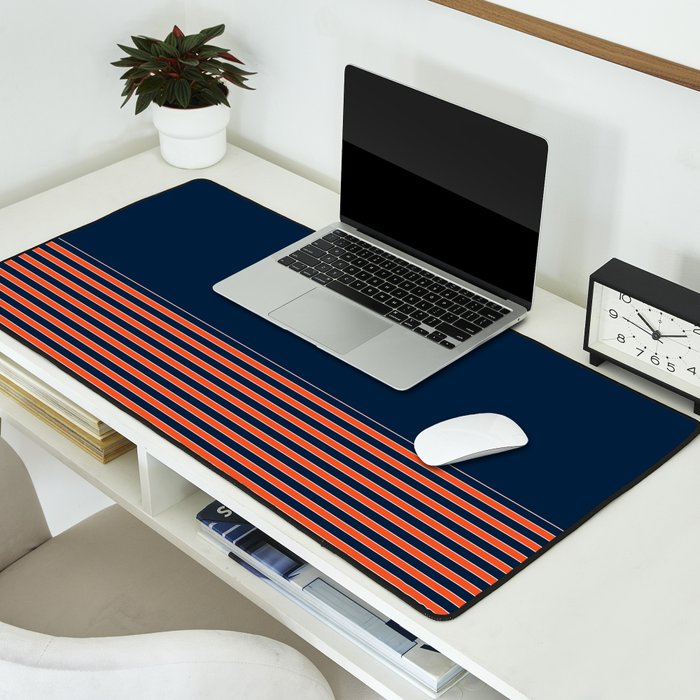 Minimal Indigo Orange Lines Desk Mat Gallery Image 2