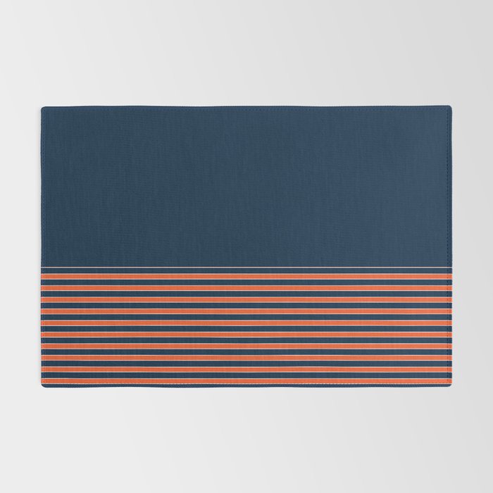 Minimal Indigo Orange Lines Rug Gallery Image 2