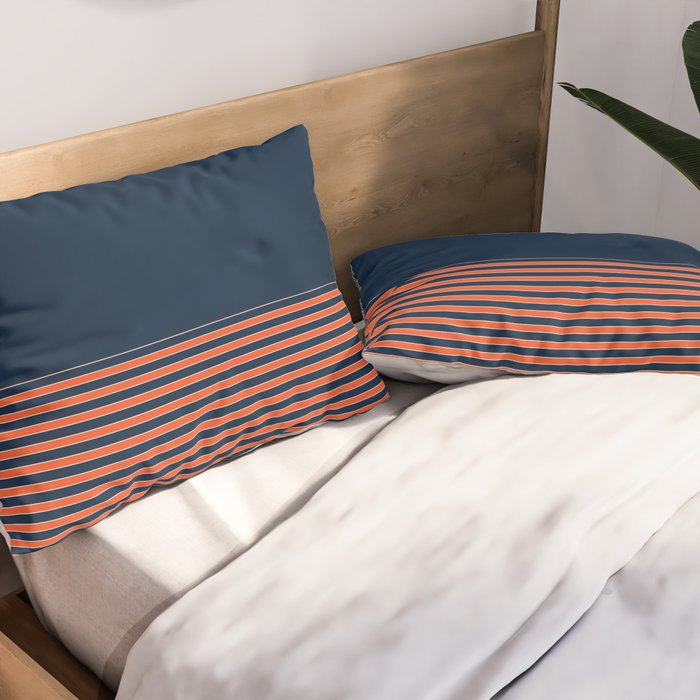 Minimal Indigo Orange Lines Pillow Sham Gallery Image 2