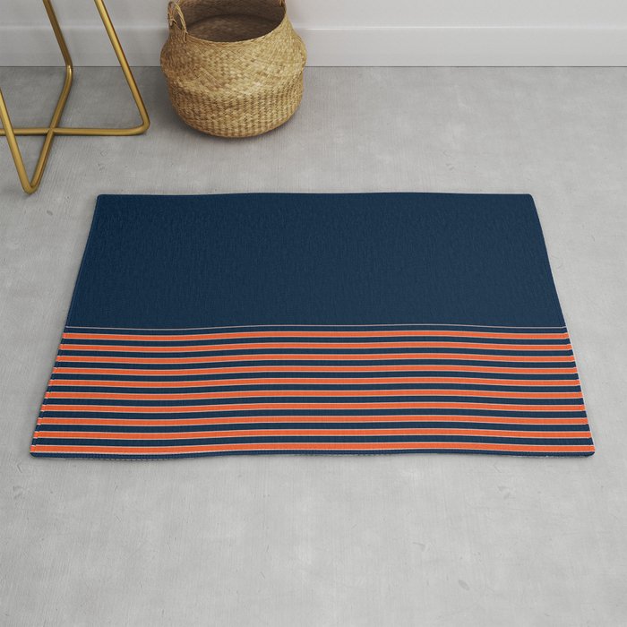 Minimal Indigo Orange Lines Rug Gallery Image 1