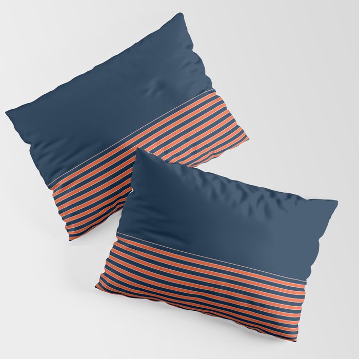 Minimal Indigo Orange Lines Pillow Sham Gallery Image 1