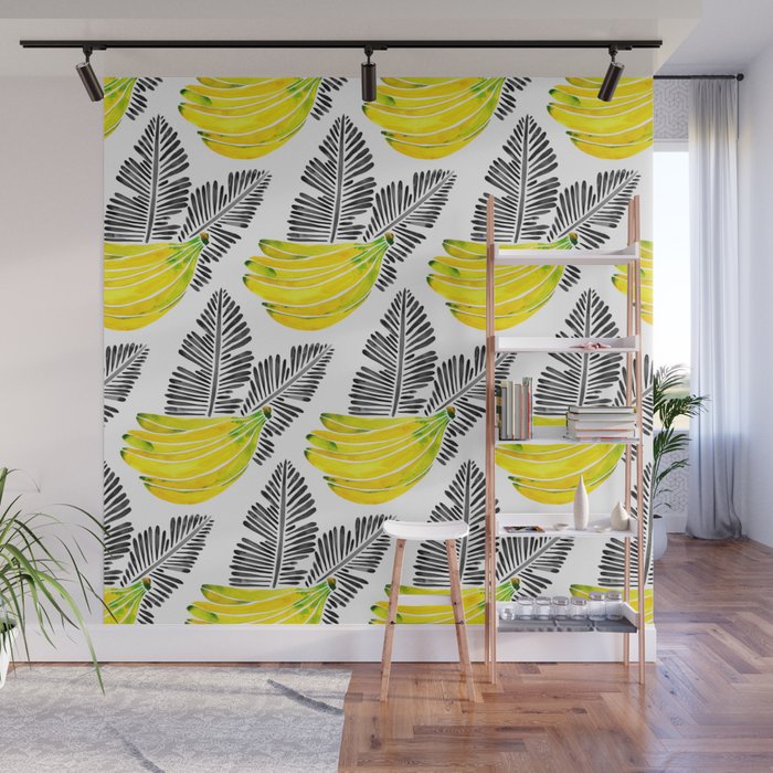 Banana Bunch - Yellow & Black Palette Wall Mural Gallery Image 1