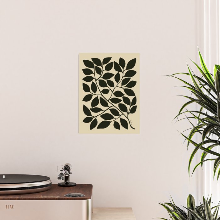 leaves black and white Poster Gallery Image 2