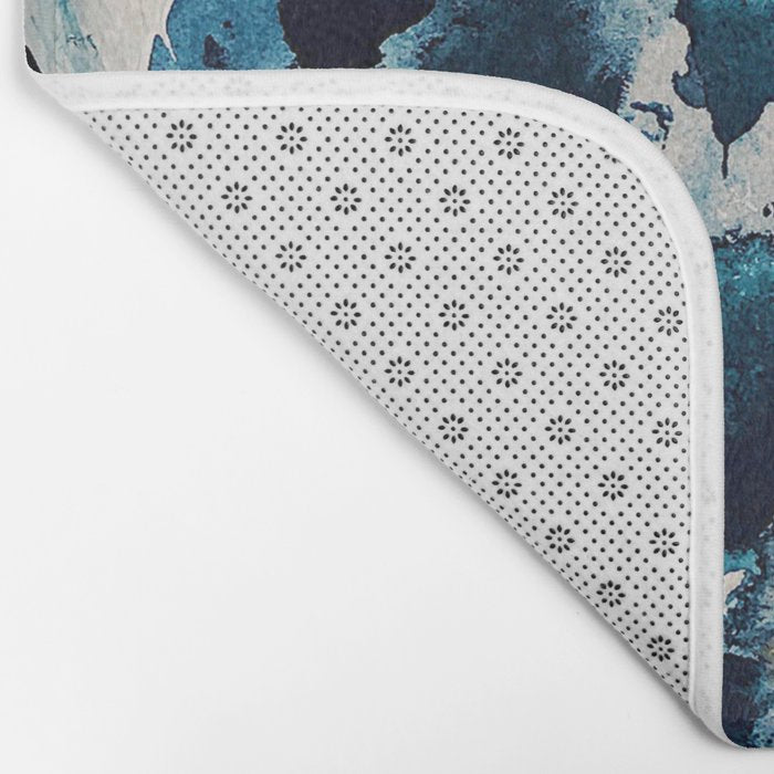 Sweetly: a bohemian, abstract work on paper in blue, pink, white, and gold Bath Mat Gallery Image 2