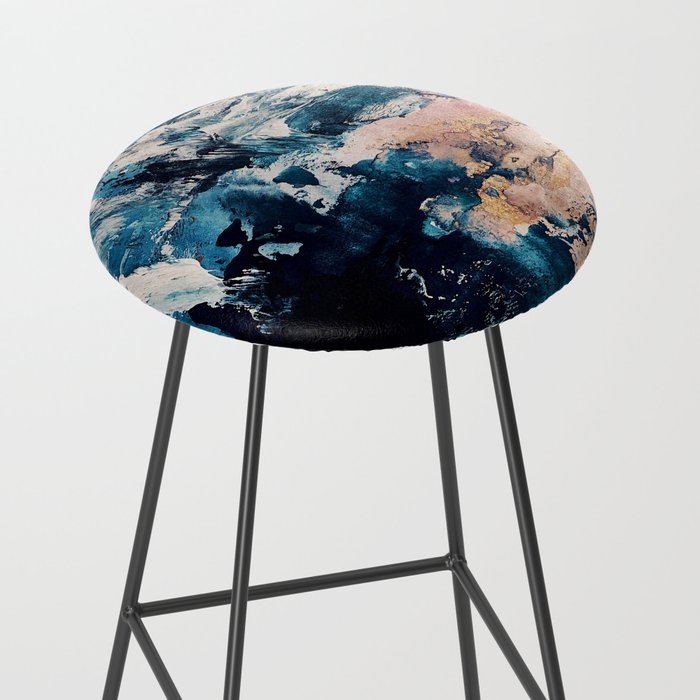 Sweetly: a bohemian, abstract work on paper in blue, pink, white, and gold Stool Gallery Image 2