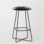 Sweetly: a bohemian, abstract work on paper in blue, pink, white, and gold Stool Gallery Image 1