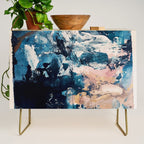 Sweetly: a bohemian, abstract work on paper in blue, pink, white, and gold Credenza Gallery Image 1