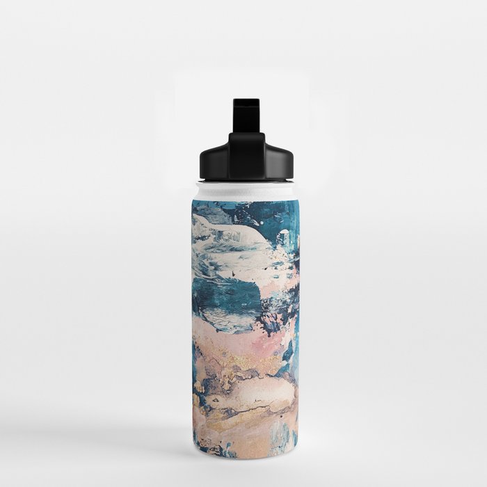 Sweetly: a bohemian, abstract work on paper in blue, pink, white, and gold Water Bottle Gallery Image 2