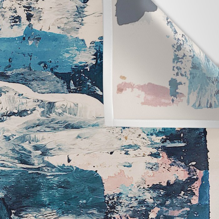 Sweetly: a bohemian, abstract work on paper in blue, pink, white, and gold Wall Tapestry Gallery Image 3